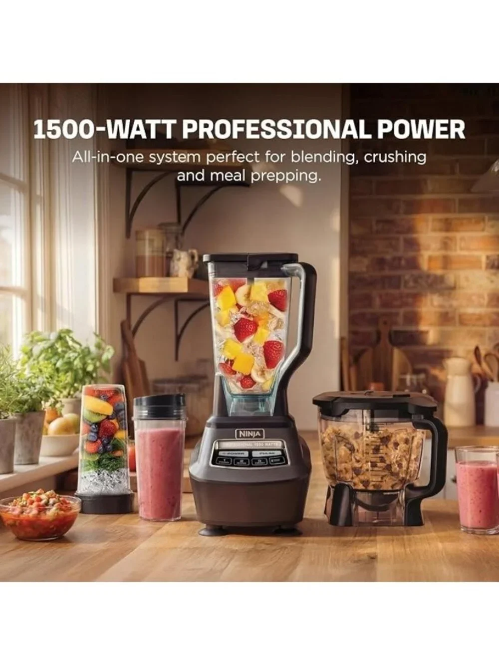Ninja Mega Kitchen System, 1500W, 72Oz Pitcher, 8-Cup, Black $219